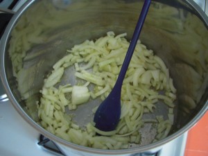 Sauté the garlic and onions