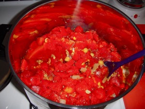 Toss in the tomatoes, beans, and peppers